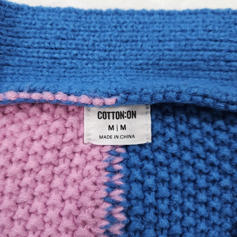 Cotton On V-Neck Button Front Patchwork Knit Swea… - image 3